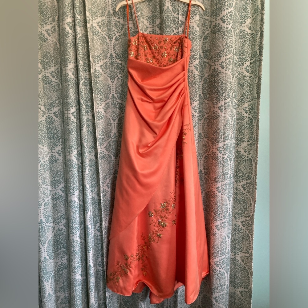 Y2K City Triangles Orange Prom Dress, Size 5